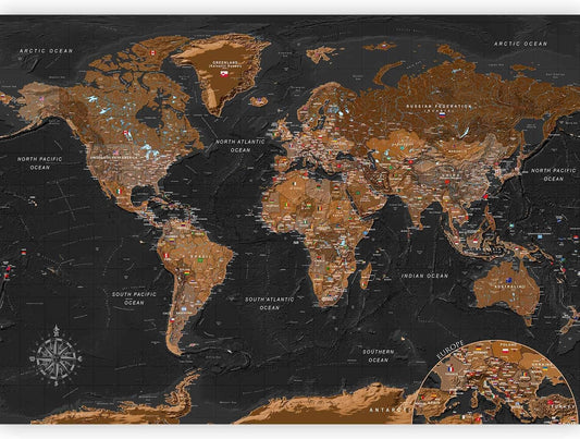 artgeist Premium Wall Mural World Map 157x110 in - XXL Non-Woven Wallpaper Fleece Wall Decor Photo Print Picture Image Design Home Map of The World k-A-0206-a-a