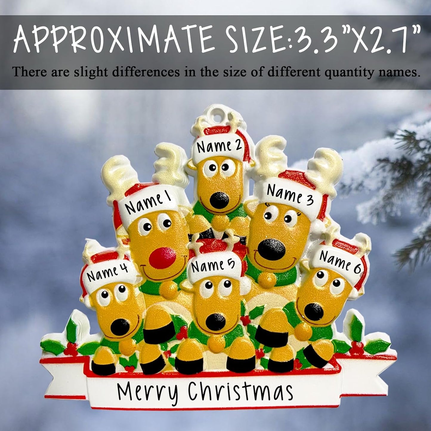 2025 Personalized Christmas Ornaments Family of 2/3/4/5/6/7/8,Custom Deer Christmas Ornaments Deorations with Names,Customized Xmas Ornament Tree Deorations,Personalized Xmas Ornament Gifts