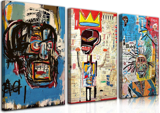 3 Pcs of Street Art Blue Graffiti Wall Decor Print Modern Artist Aesthetics Canvas Paintings Artwork Abstract Picture Poster Man Cave Living Room Bedroom Bathroom Office Home Decorations Ready To Hang