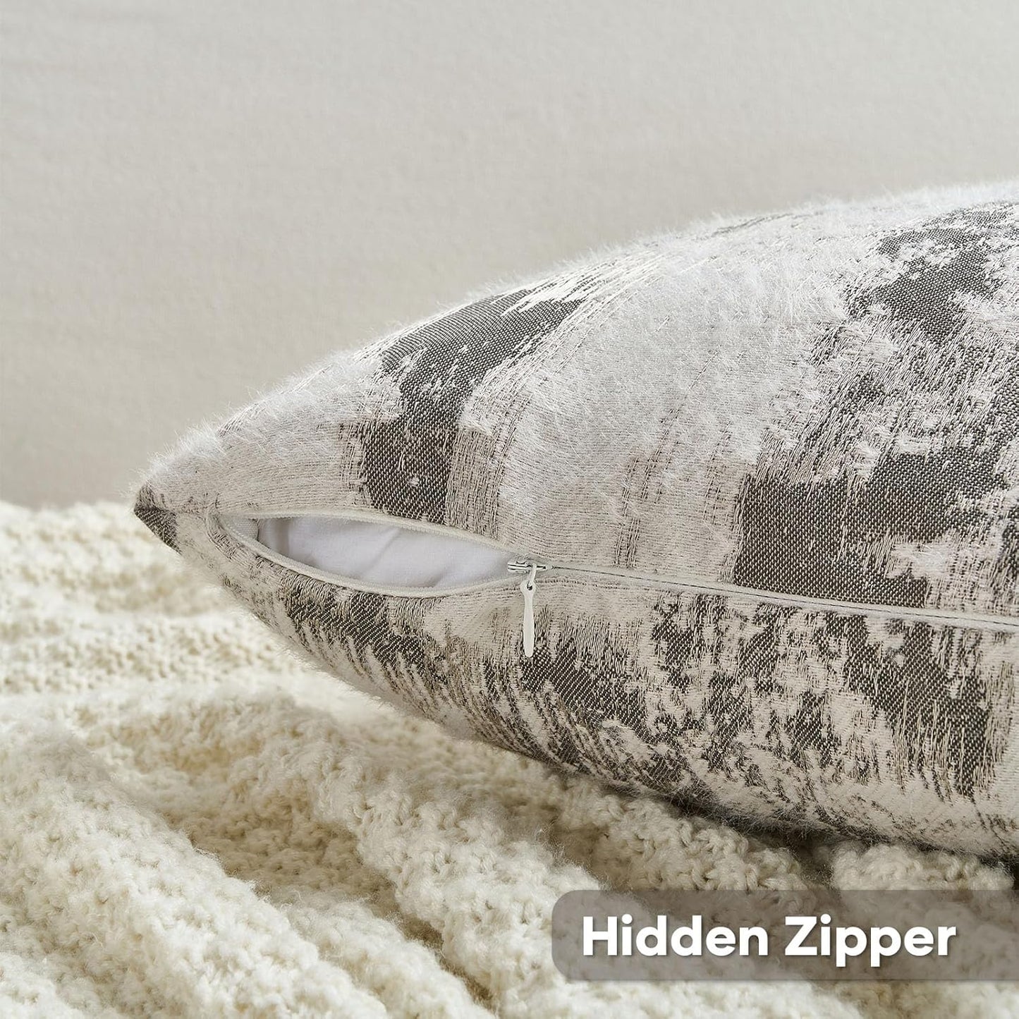 FUTEI Black White Decorative Throw Pillow Covers 12x20 Inch Set of 2,Soft Faux Cashmere Jacquard - Textured & Cozy Pillow Case,Modern Home Decor for Couch Bed Living Room