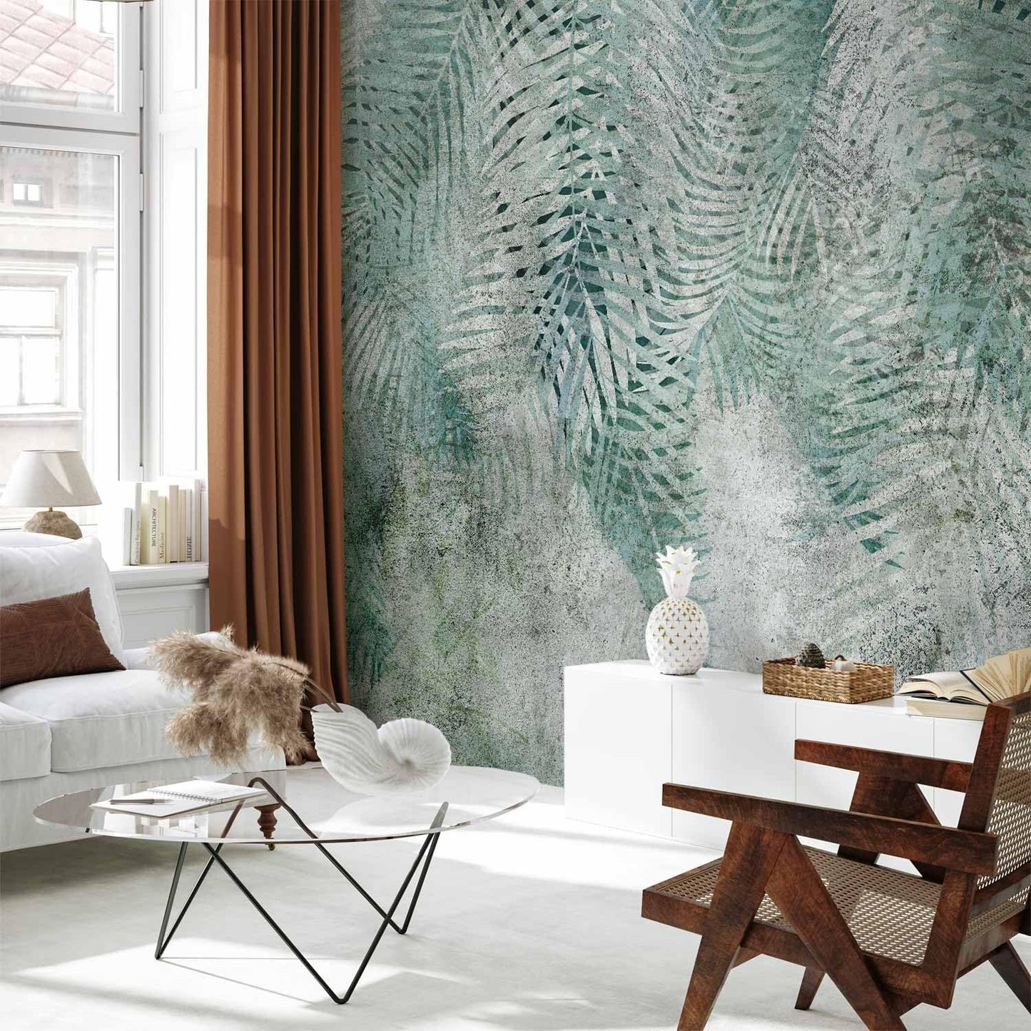 artgeist Premium Wall Mural Leaves 98x69 in - XXL Non-Woven Wallpaper Fleece Wall Decor Photo Print Picture Image Design Nature Botanical Plants Palm Abstract b-C-0861-a-a