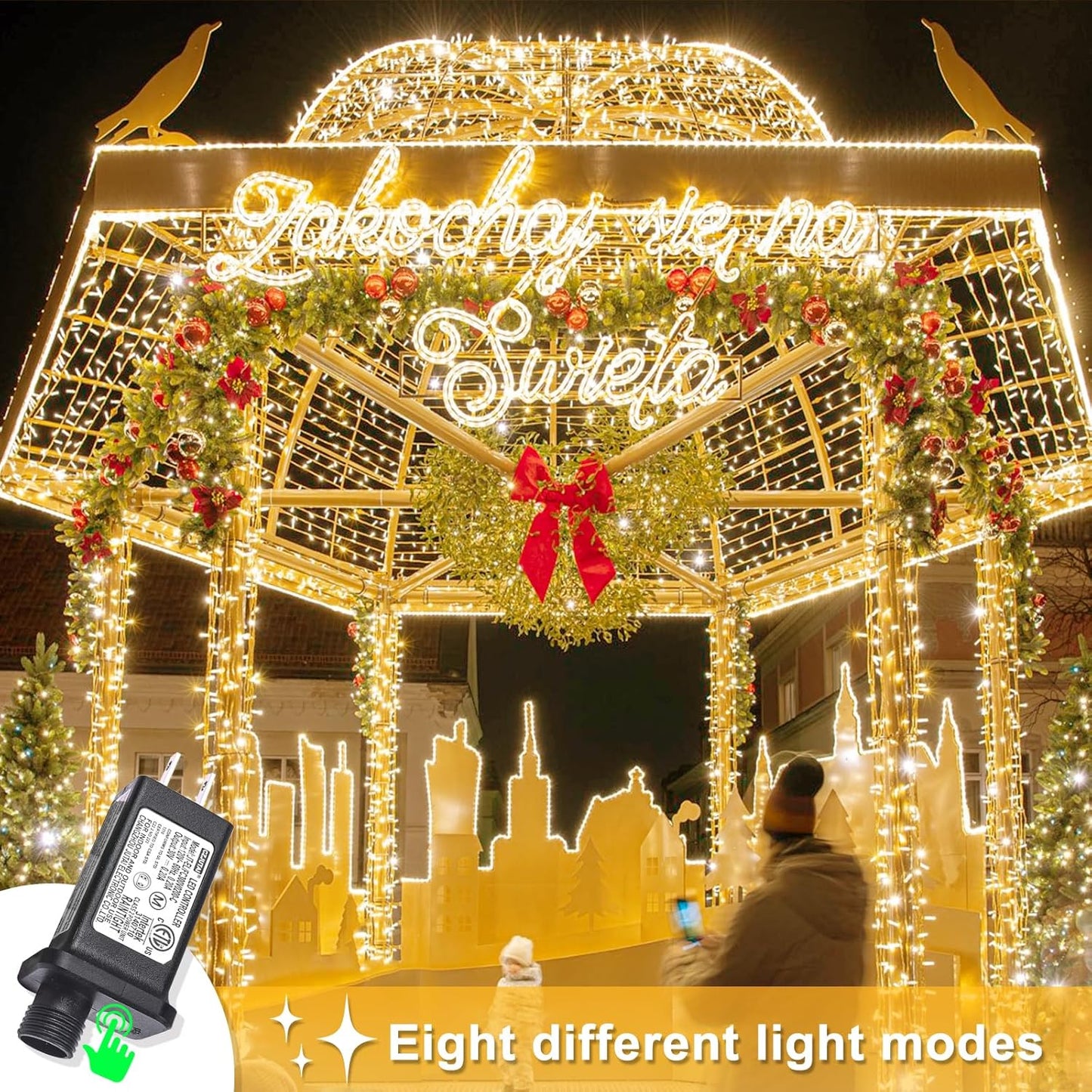 82ft 250 LED Christmas Lights Outdoor, Warm White Christmas Lights 8 Modes Clear Wire, Connectable Twinkle Fairy String Light Plug in for Indoor Bedroom Wedding Classroom Tree Decorations