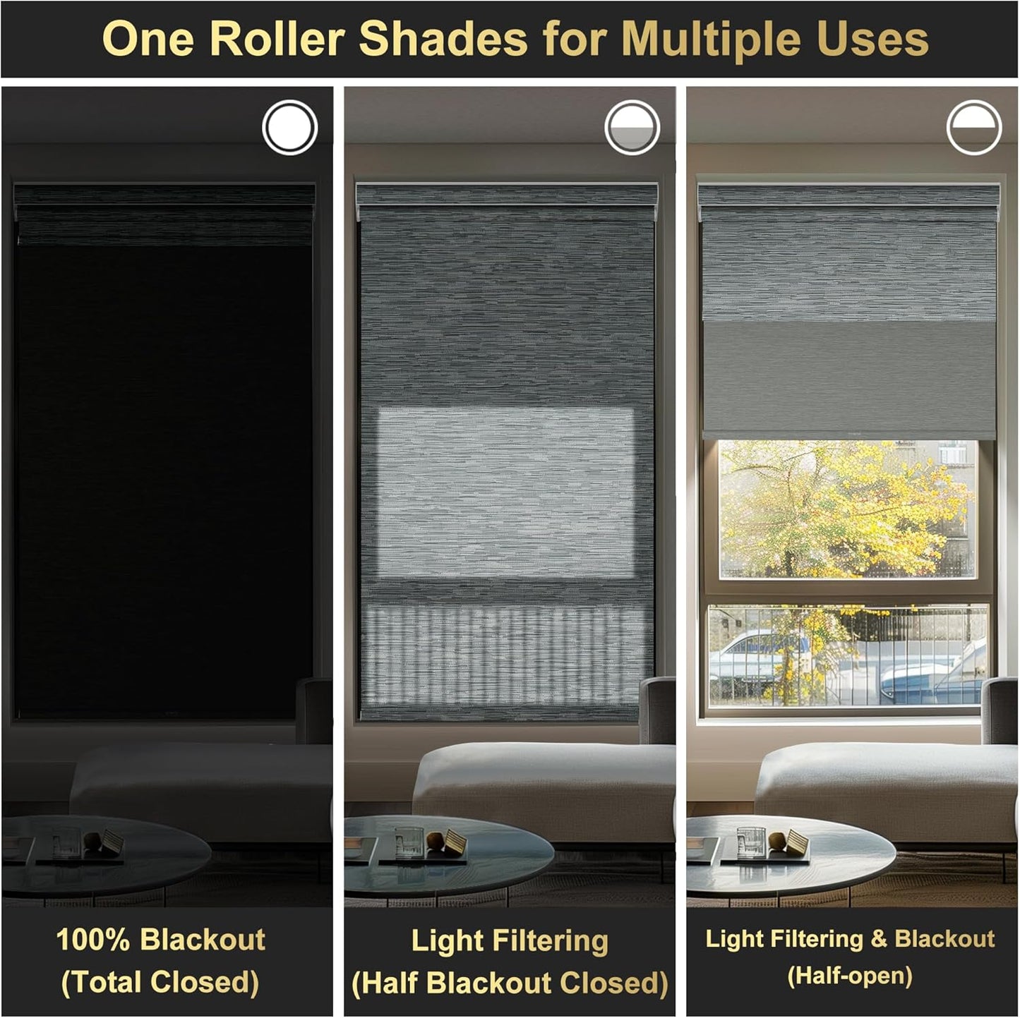 BERISSA Cordless Dual Roller Shades with Cassette Valance, Double Window Shades Blackout and Light Filtering, Day and Night for Home Office Door. Striped Jacquard Grey. 67 W x 72" H