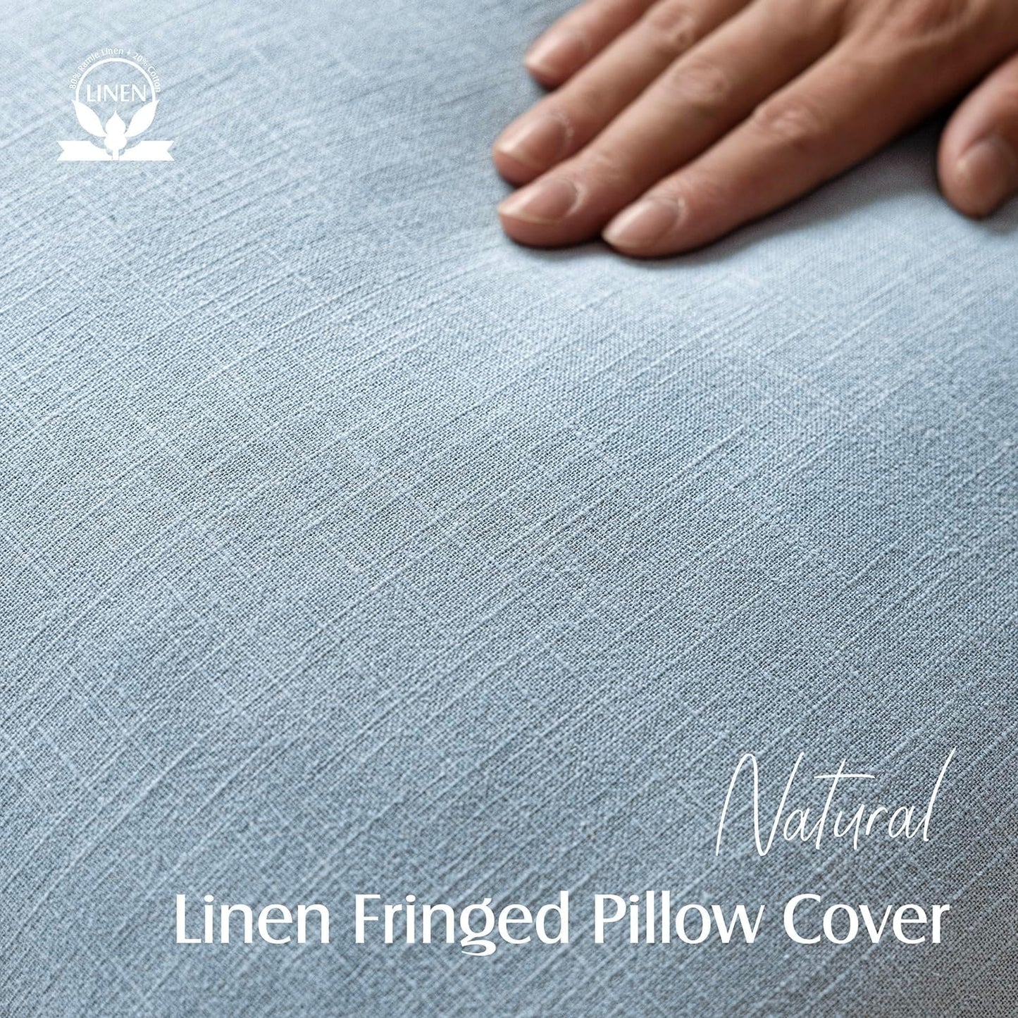 Foindtower Set of 2 Decorative Linen Fringe Lumbar Throw Pillow Covers Boho Farmhouse Cushion Cover with Tassels Soft Accent Pillowcase for Couch Sofa Bed Living Room Home Decor,12×20 Inch,Sky Blue