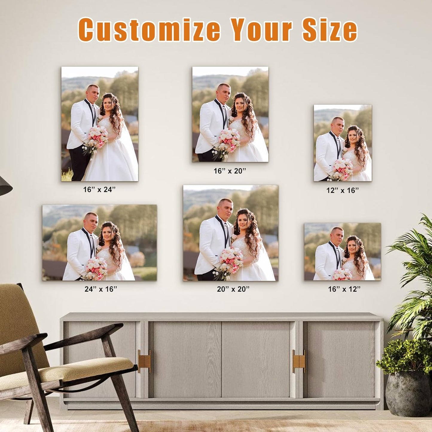 Custom Canvas Prints with Your Photos- Personalized Print Canvas Pictures, Custom Wall Art Gift for Living Room, Bedroom, Wedding Family Baby Pets Framed 12 x 16 inche