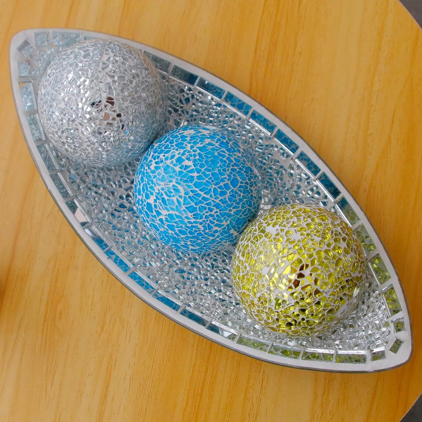 6pcs Decorative Balls for Centerpiece Bowls - 8cm/3.15in Silver Mosaic Glass Orbs Decoration Ball Mirror Glass Ball Fillers for Bowl Tables Wedding Party