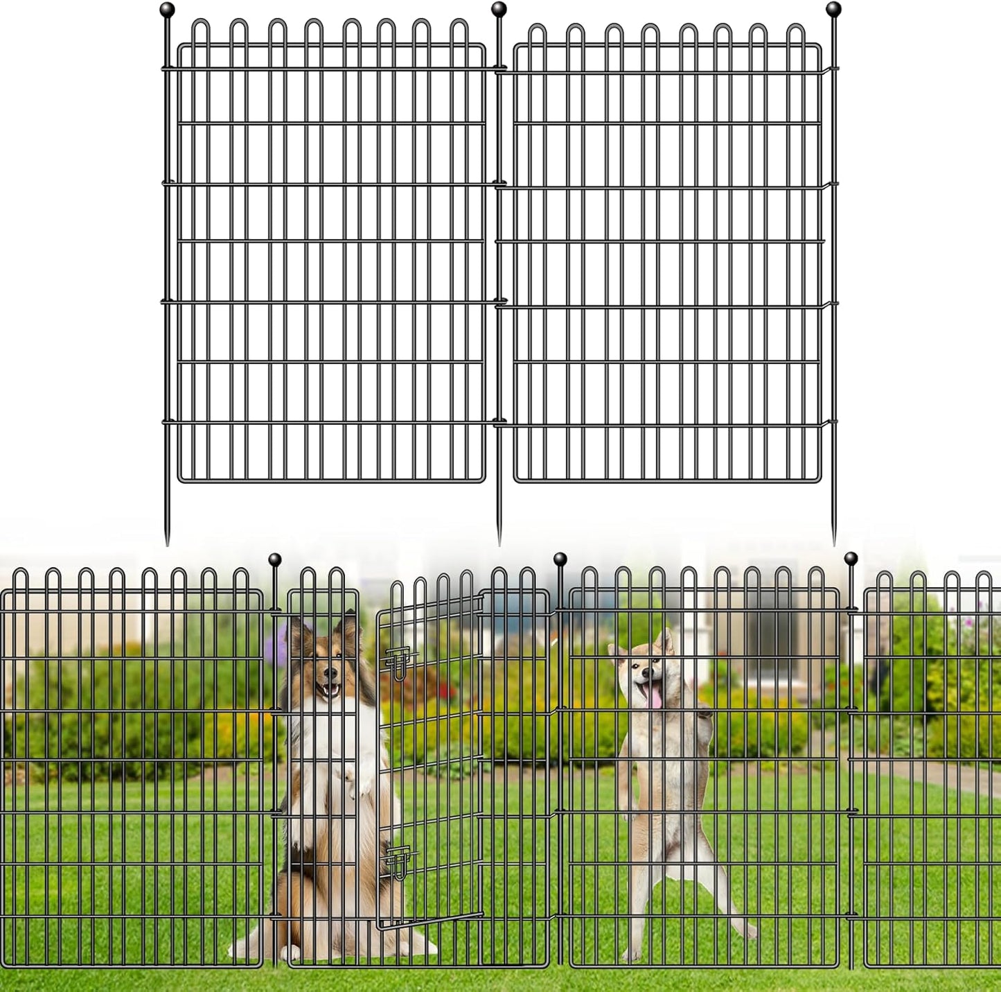 20 Panels No Dig Decorative Garden Fence with Gate for Yard, 40 in(H) X 47.2 ft(L) Animal Barrier Fencing for Outdoor Dog, Metal Portable Garden Fences for Borders, Pets, Landscape, Temporary Fence