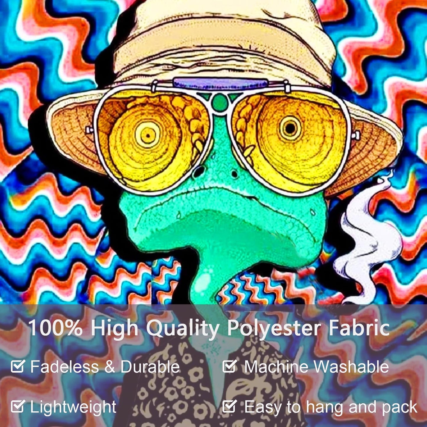 ADDWel Blacklight Frog Tapestry, Hippie Alien Tapestry Glow In The Dark, UV Reactive Black Light Upright Posters Wall Hanging for Bedroom Dorm Living Room Backdrop Decor