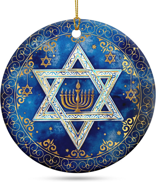 FLAGWIX Hanukkah Gifts for Men Women - Ceramic Christmas Ornaments 2025 for Tree Decorations - Hanukkah Decorations for Home, Spiritual Christmas Tree Ornaments, Jewish Gifts for Mom Sister Friends