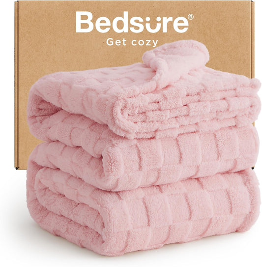 Bedsure GentleSoft Blankets Queen Size for Bed - Super Soft Cozy Blanket for Women Men Girls, Large Fuzzy Fleece Throw for Bedroom Decor, Blush Pink, 90x90 Inches