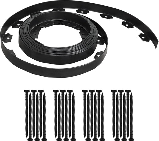 Gardzen 1.5" x 20' Landscape Edging Kit, Garden Edging Coil Comes with 24 Pcs Spikes, No Dig Lawn Border Design