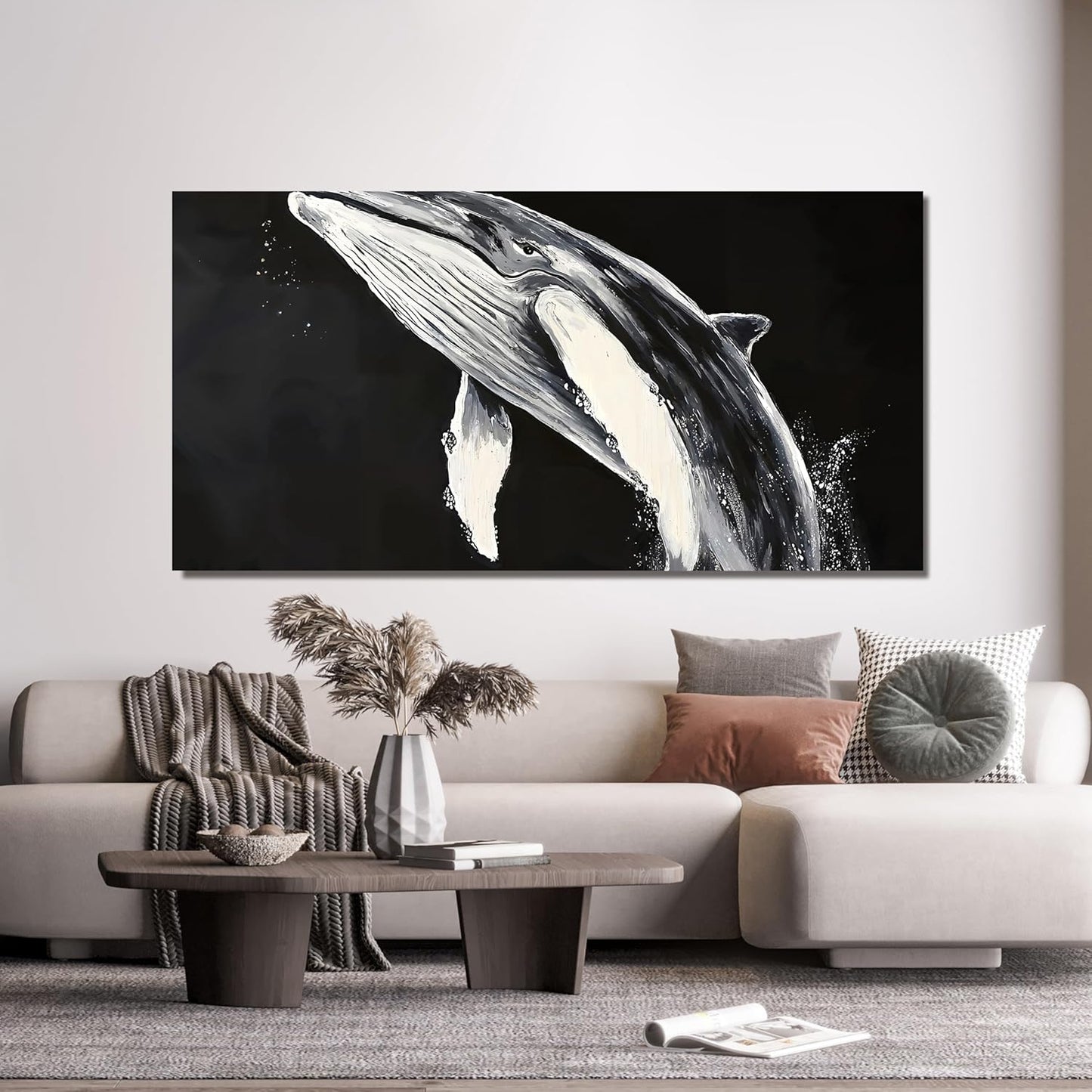 AIXMGSJS Canvas Wall Art Decor Black and White Wall Art Prints Large Modern Wall Art for Living Room Whales Decorations Artwork for Walls Black Canvas Art Wall Decor Bedroom Office Decor 20" X 40"