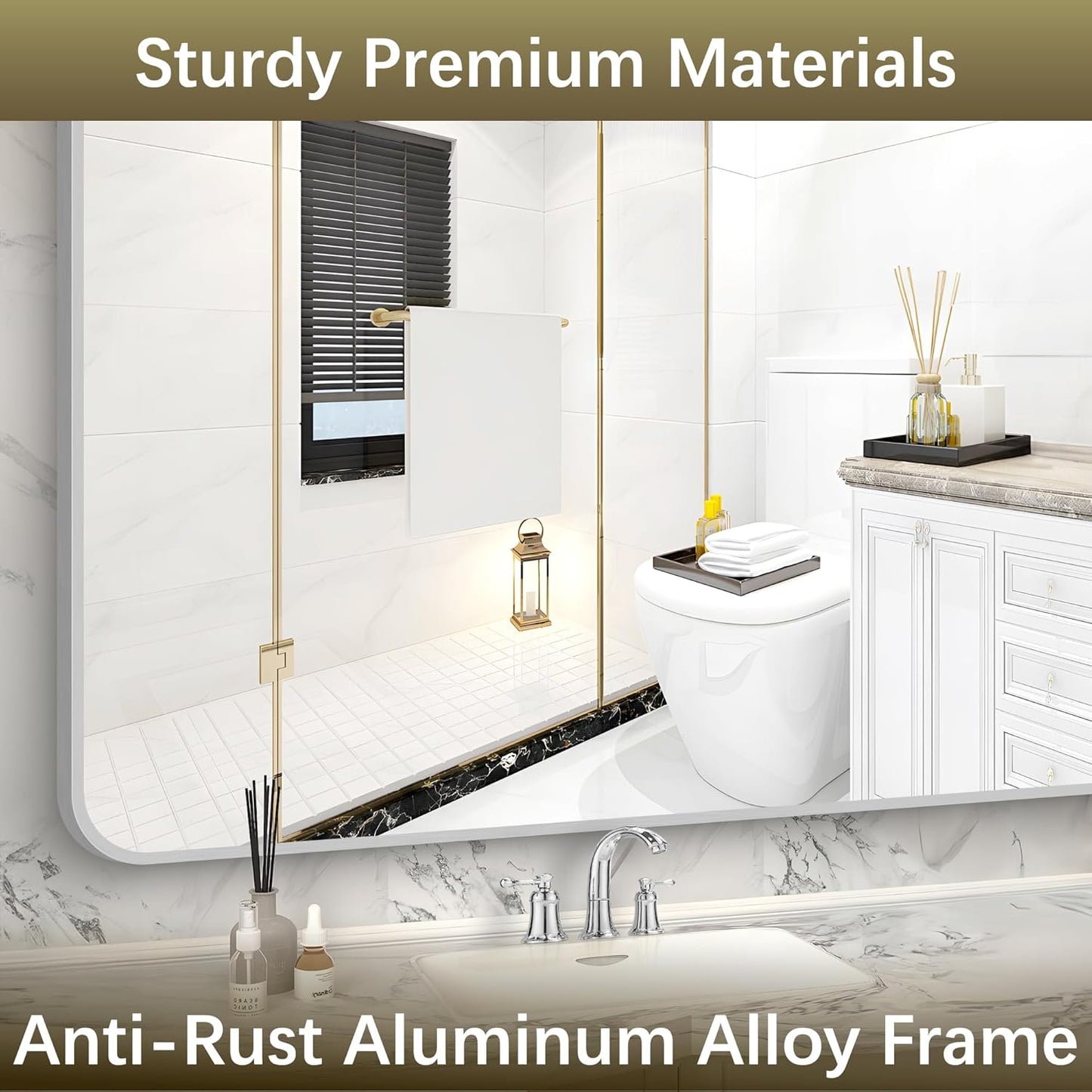 Arched Wall Mirror for Bathroom, 36"x48" Silver Arch Bathroom Mirror, Wall Mounted Mirror, Silver Vanity Wall Mirror w/Metal Frame for Bedroom, Entryway, Living Room, Vertically Hanging