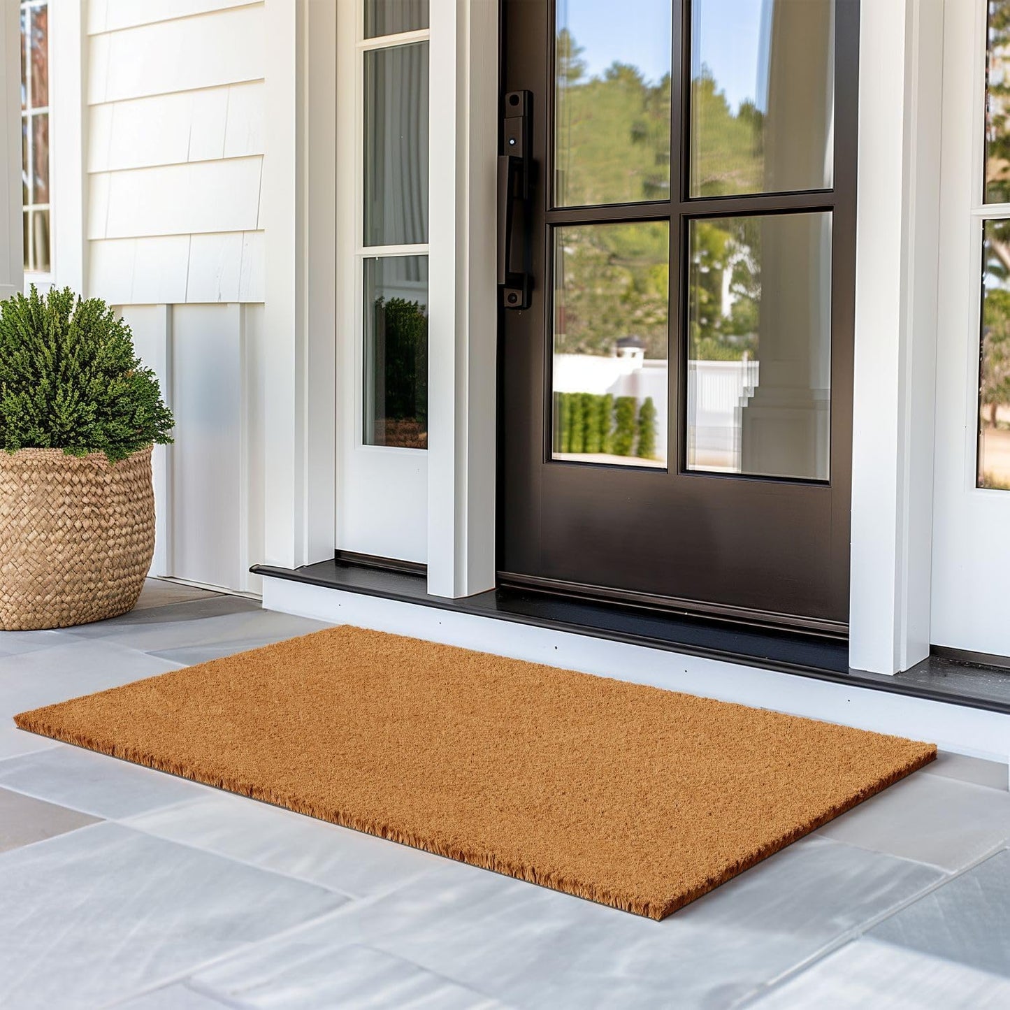 Barnyard Designs Natural Coco Coir Heavy Duty Backing Doormat - Large Cute Non-Slip Front Door Welcome Mat for Outside Entrance or Porch Entry, Brown (30x48, Plain Brown)