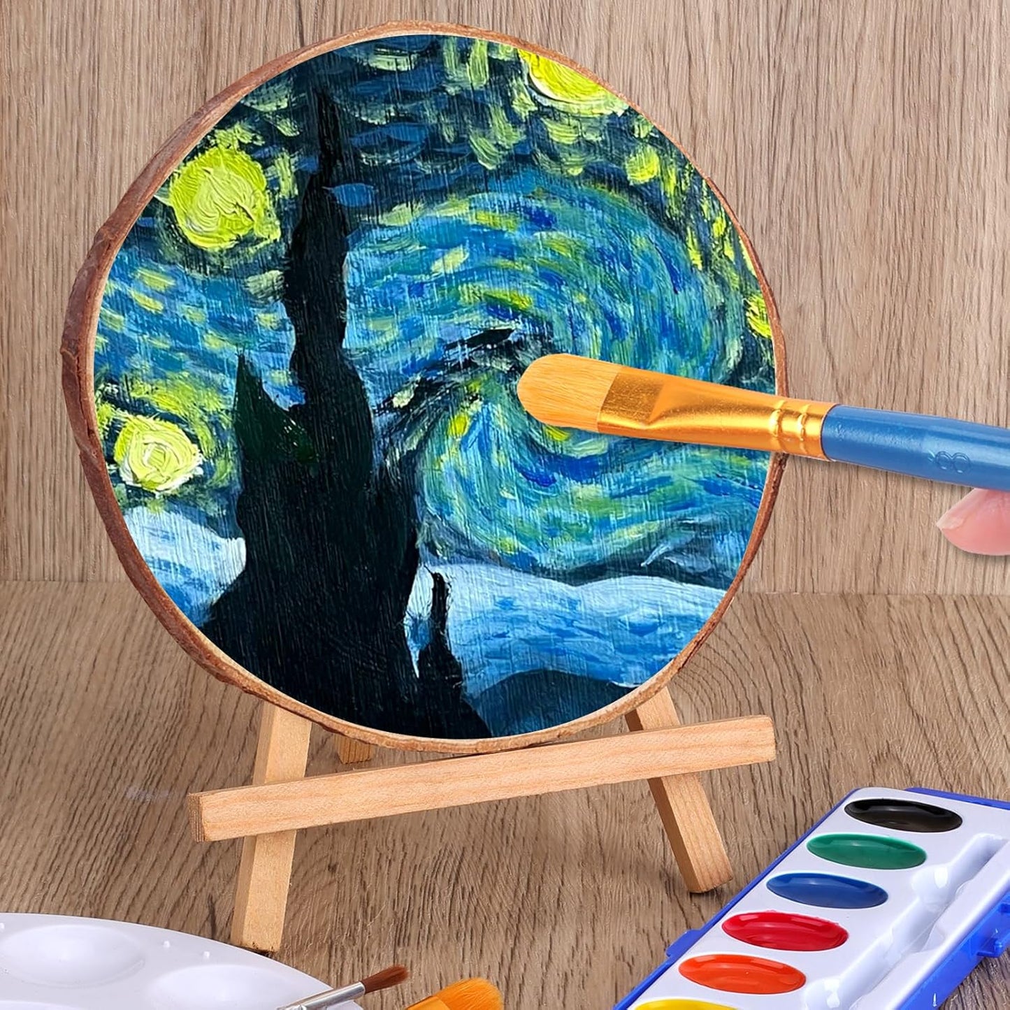 FUMILE Unfinished Natural Wood Slices 5.1-5.5 Inch, 10 PCS Round Wooden Discs with Tree Bark, Wood Slices for Centerpieces for Handmade Crafts, Wood Circles for Rustic Wedding Decoration