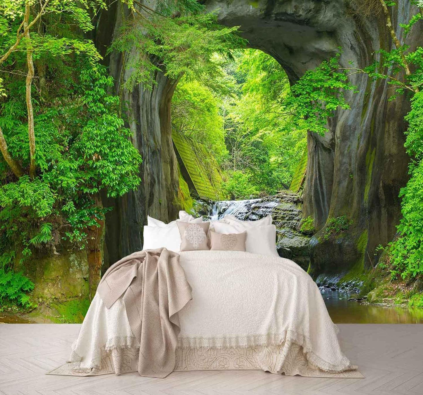 Forest Stream Wall Mural Wallpaper Large Nature Scenery Mural for Bedroom Living Room TV Background Sofa Wall (not self-Adhesive)