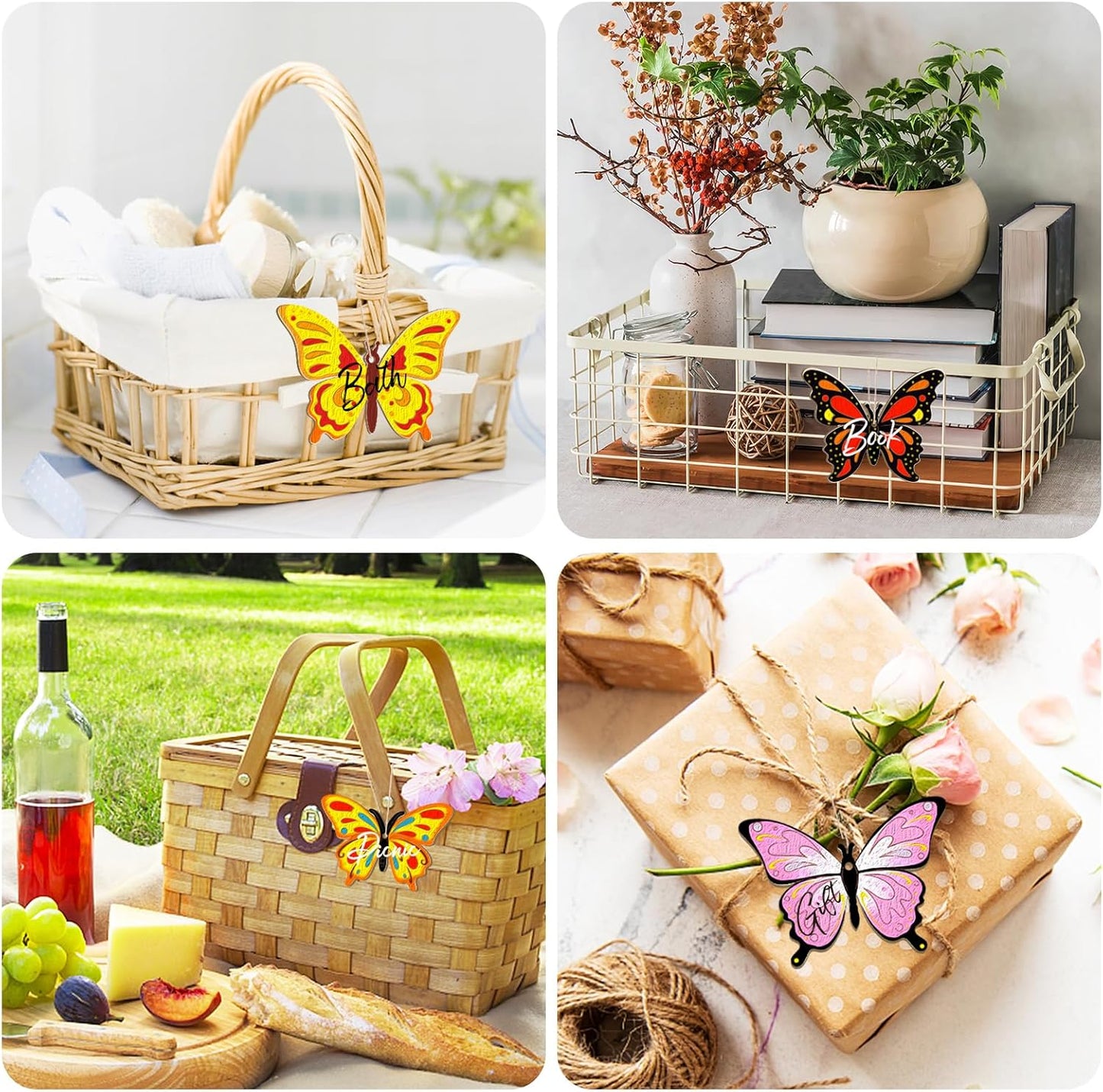 80PCS Wooden Spring Ornaments to Paint Butterfly Cutouts, 8 Styles DIY Blank Unfinished Wood Butterfly Cutouts Ornament for Home Crafts Hanging Decorations