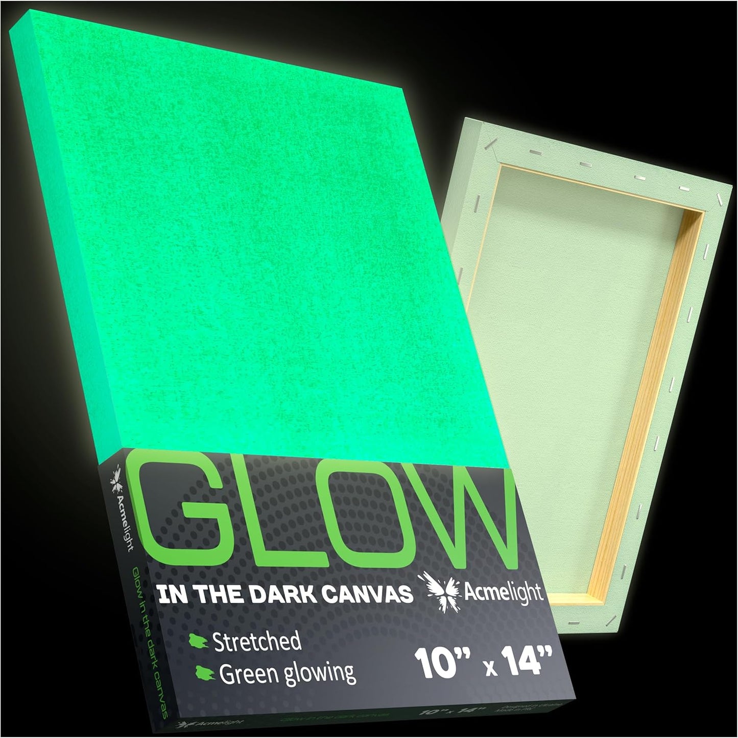 Glow in The Dark Canvas Boards – 2 Pack of 10×14″ Painting Panels – Neon-Ready Art Canvases for Acrylic, Oil & Glow Paints – Creative Gift for Artists, Kids & Decoration