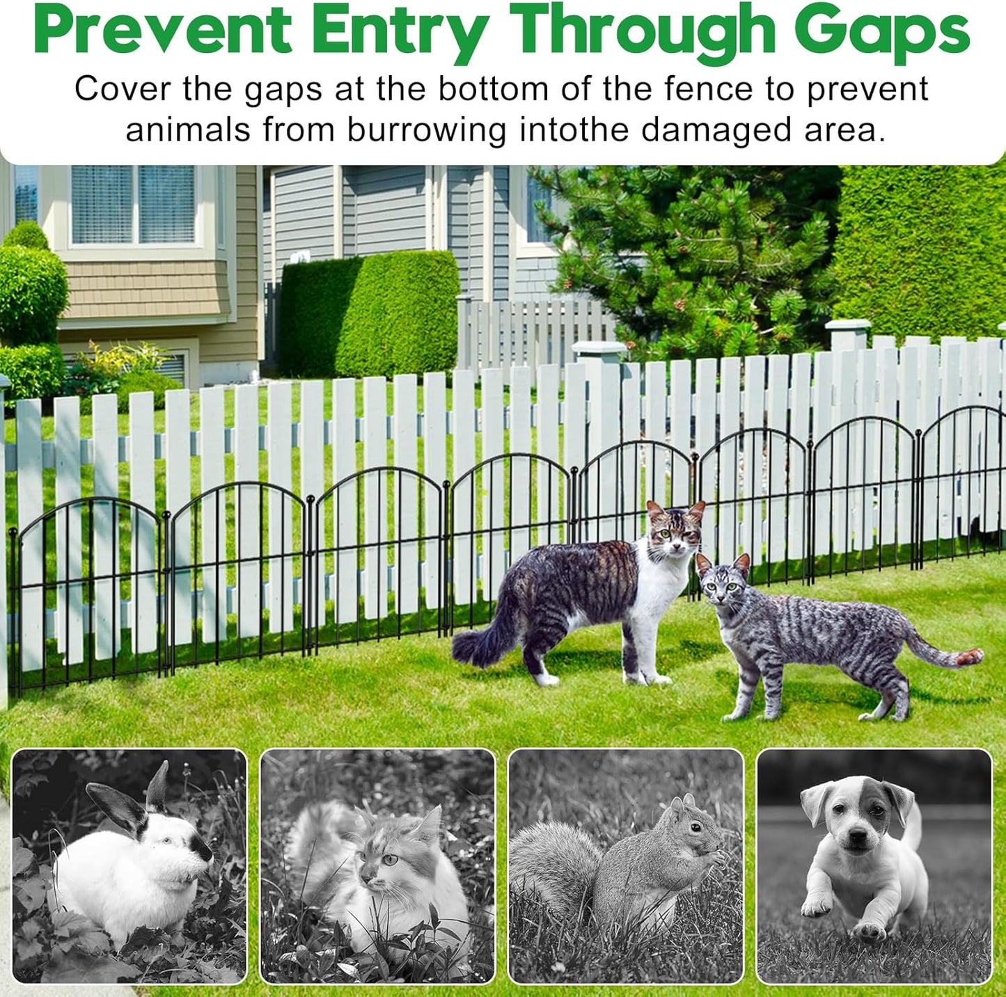 Decorative Garden Fence 17in (H) x25ft (L), Arched Rustproof Metal No Dig Fence for Dogs & Rabbit, Ornamental Animal Barrier for Flower Beds, Border Panels Fencing for Yard & Patio Outdoor Decor