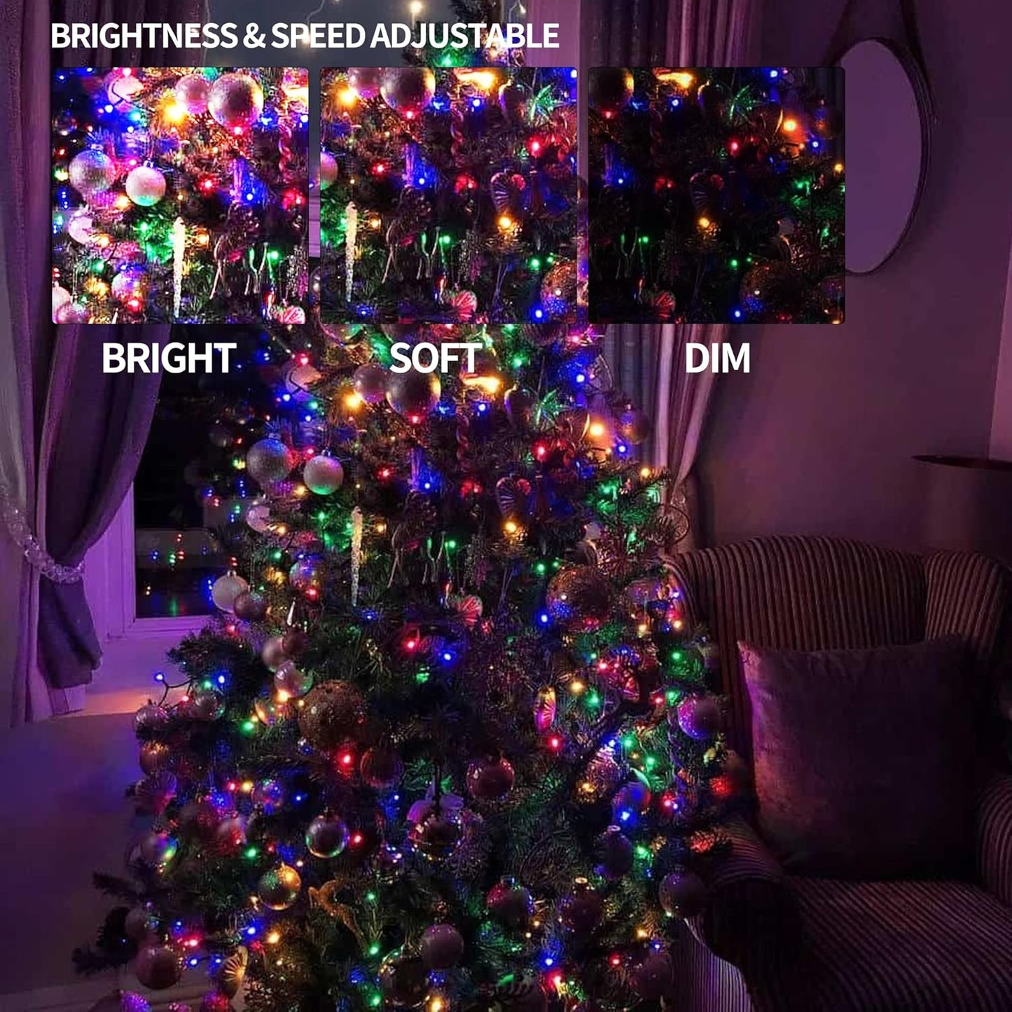 Dazzle Bright Color Changing Christmas Lights, 66ft 200 LED RGB String Lights with Remote & Timer, Fairy Lights for Indoor Outdoor Xmas Tree Party Wedding Christmas Decorations