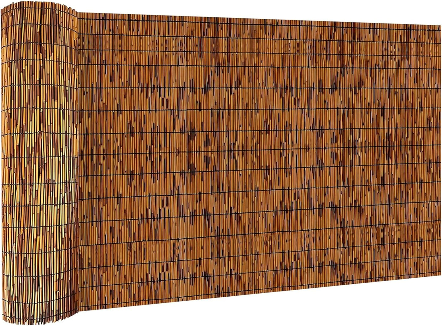 Bamboo Reed Fencing, Light Russet Decorative Bamboo Privacy Fence 5ft High, Reed Curtains for Patio Garden Balcony Outdoor Privacy Screen, 5 x 16 FT