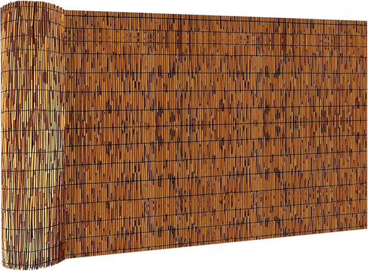 Bamboo Reed Fencing, Light Russet Bamboo Fence Rolls 6 Feet High, Decorative Privacy Screen Reed Curtains for Patio Balcony Garden Backyard Outdoor, 6 x 16 FT
