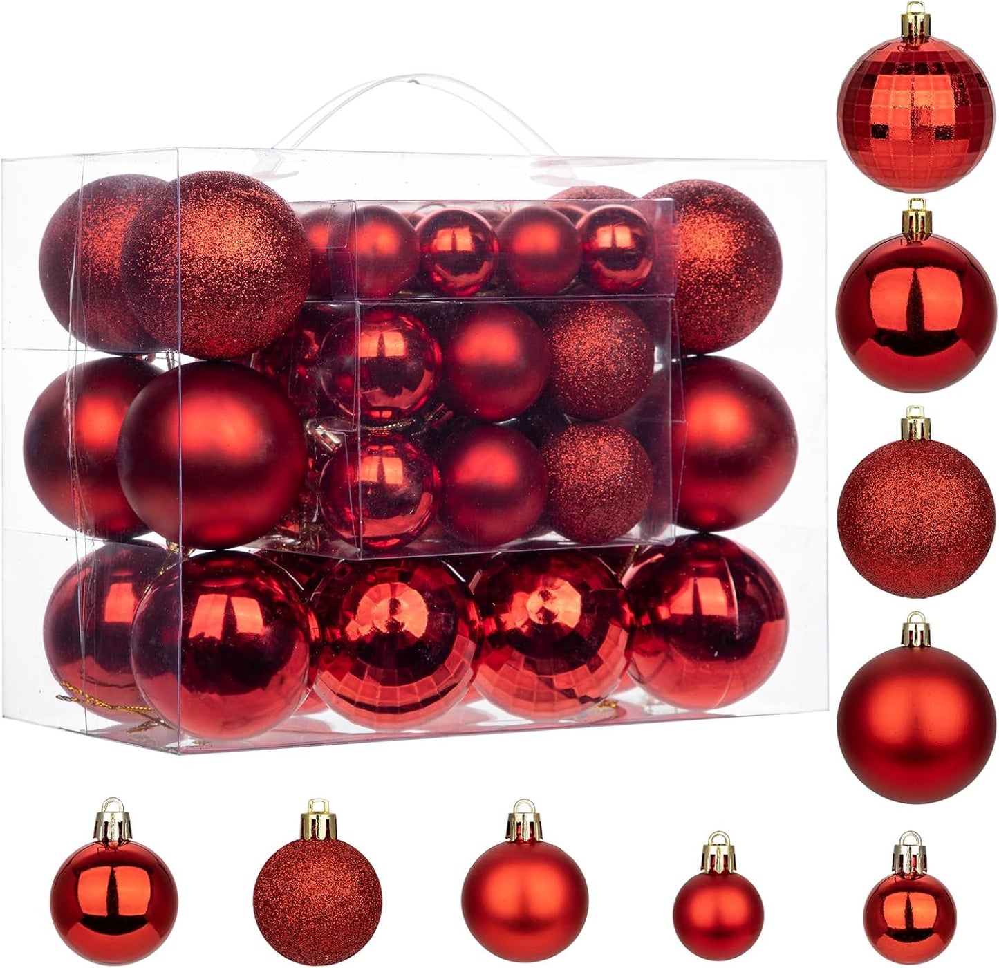 50pcs Christmas Ball Ornaments Red Shatterproof Christmas Tree Ball Decorations Xmas Tree Large Christmas Ornaments Balls with Hanging Loop for Christmas Wedding Holiday Party Wreath Home Decor