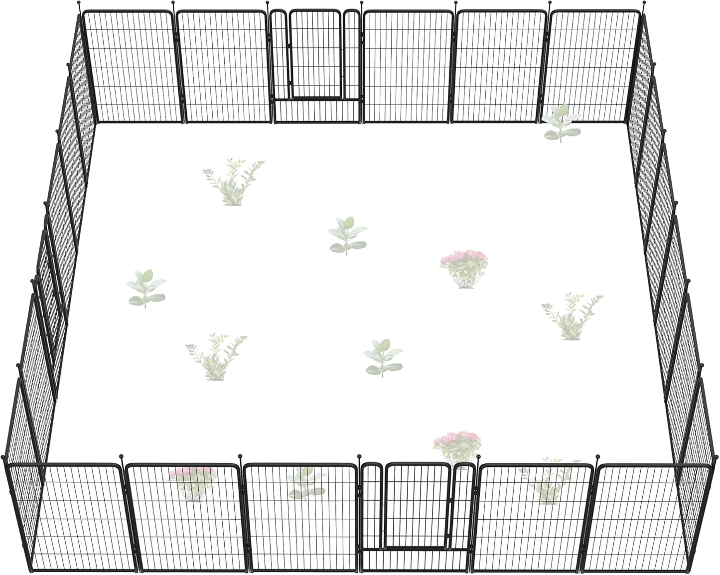 FXW Garden Fence Outdoor for The Yard – 45in(H) x 53.5ft(L) Heavy Duty Metal Animal Barrier for Dog and Rabbit, Decorative Dog Fence, 24 Panels, Black