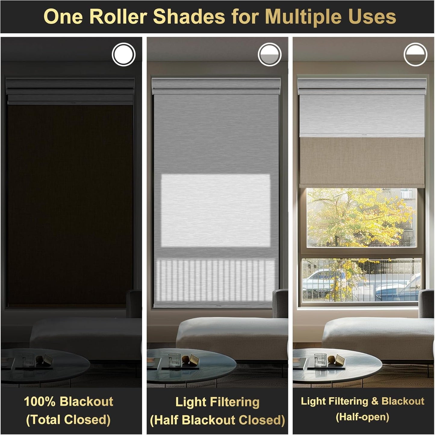 BERISSA Cordless Dual Roller Shades With Cassette Valance, Double Window Blackout and Light Filtering, Day and Night for Home Office - Brown Linen & White, Custom Sizes