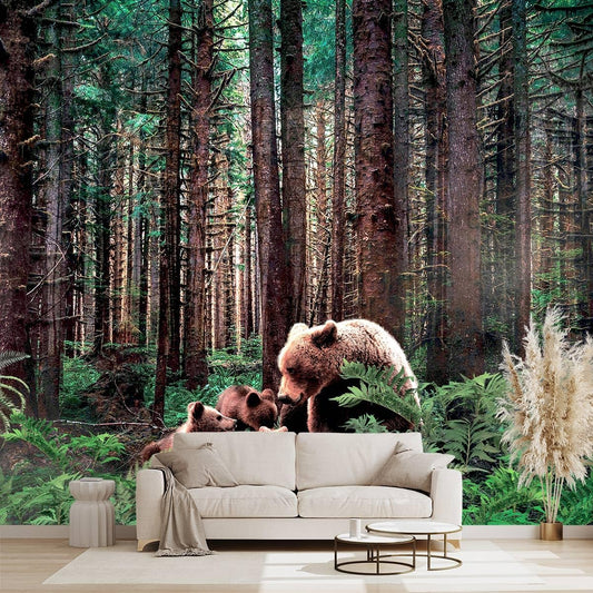 Forest Animals Bear wallpeper Kids Bedroom Woods Wall Mural - 91"x65"（Not Peel and Stick）