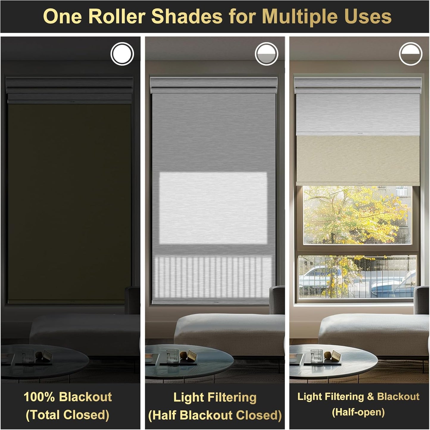 BERISSA Cordless Dual Roller Shades with Cassette Valance, Double Window Shades - Blackout and Light Filtering, Day and Night for Home Office Door. Beige and White. 58 W x 72" H
