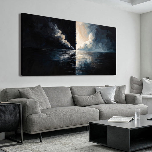 Abstract Large Wall Art Decor Wall Art Pictures for Living Room Abstract Canvas Art Wall Decor Modern Black and White Wall Art Prints Oversized Coastal Wall Art Bedroom Office Home Decor 29" X 58"