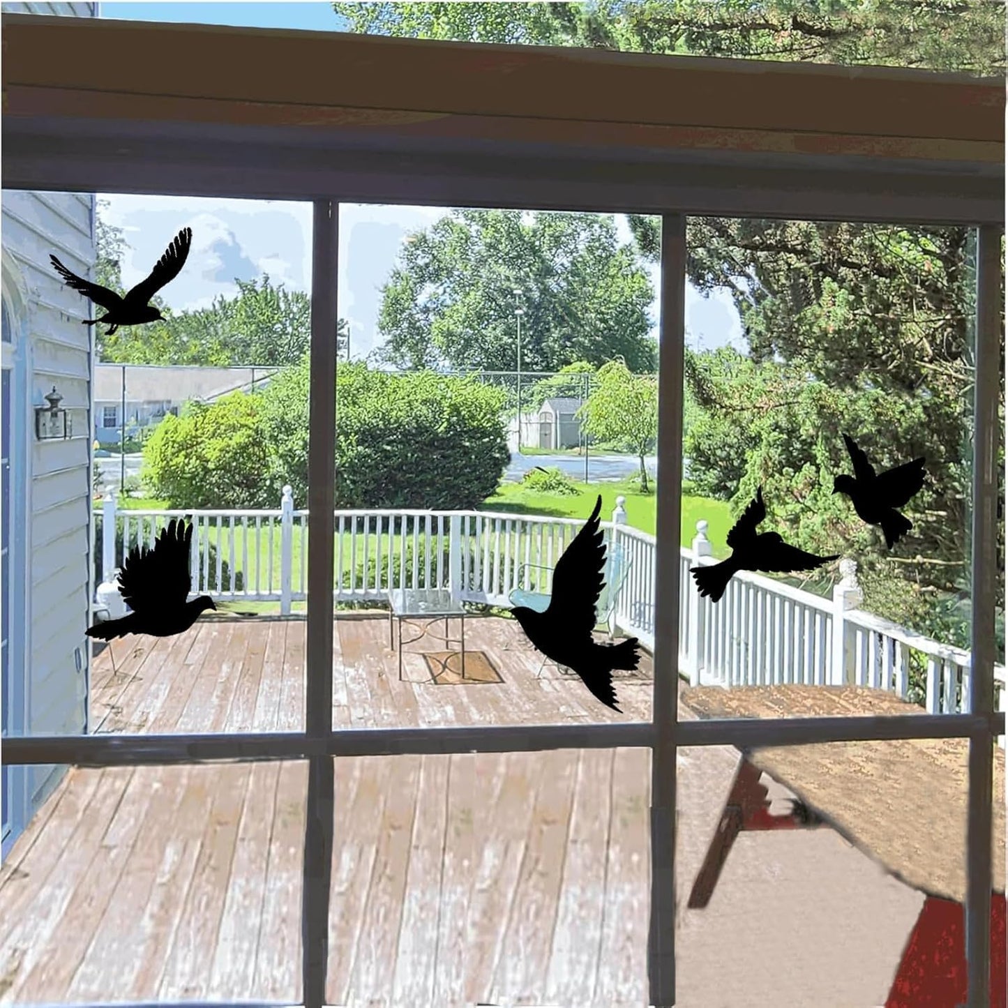 Anti-Collision Large Black Bird Shape Window Clings - Prevent Bird Strikes Double-Sides Window Stickers Decals for Glass Windows & Doors 16 Pieces in Total