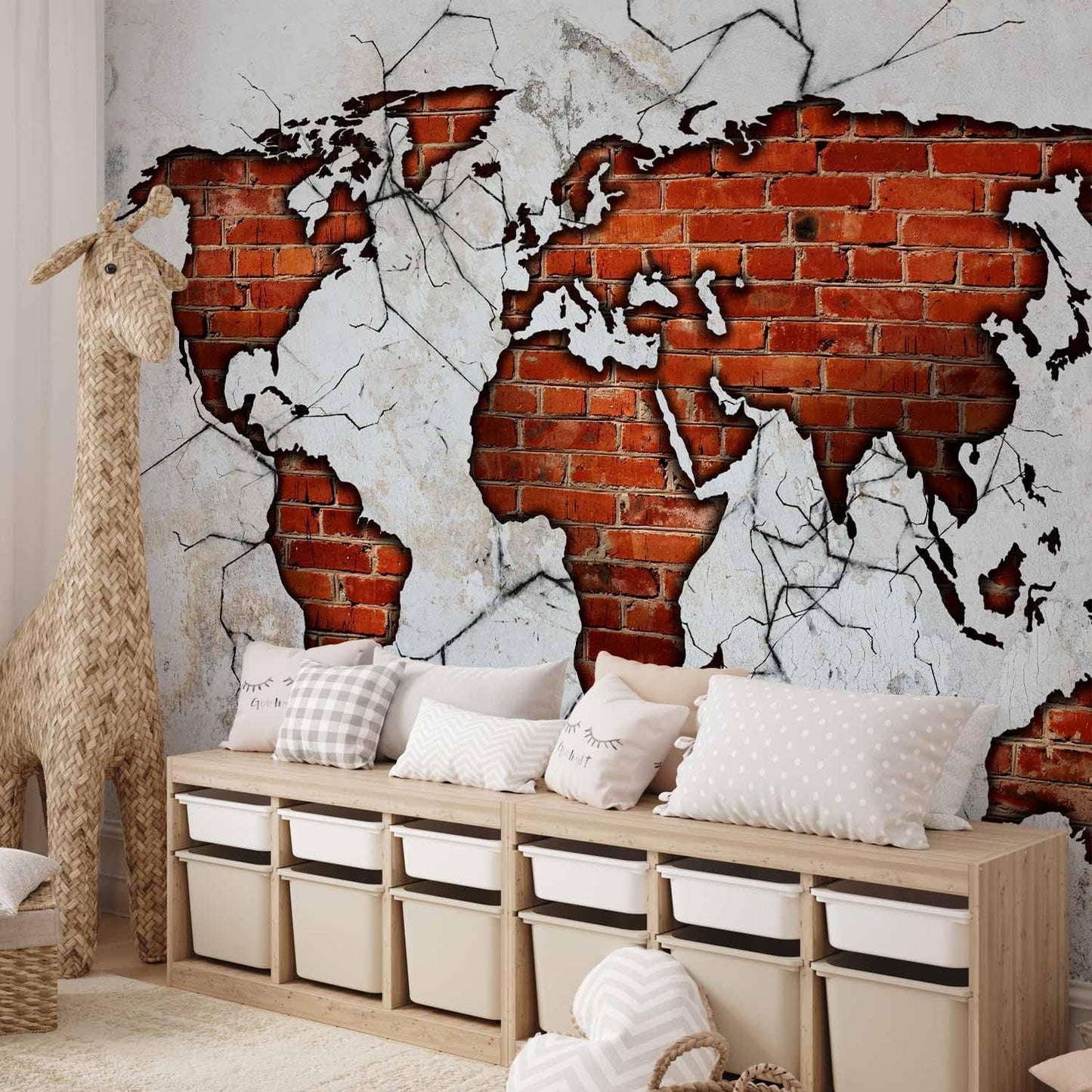 artgeist Wall Mural World Map 116x83 in - XXL Peel and Stick Self-Adhesive Wallpaper Removable Large Sticker Foil Wall Decor Print Picture Image Design Map of The World k-A-0495-a-a