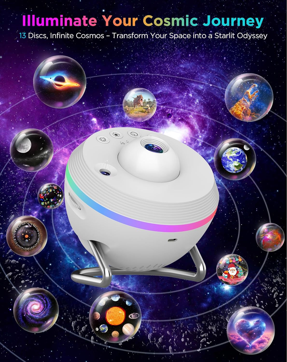 Galaxy Projector, 13 in 1 HD Planetarium Galaxy Star Projector for Bedroom, Star Projector Galaxy Light with Timer, Meteor & RGB Lighting Effects, Galaxy Light Projector for Kids, Adults