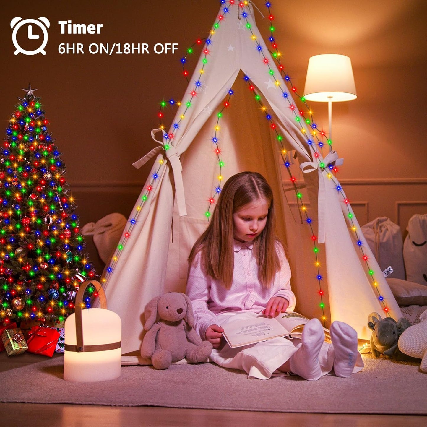 4 Pack Christmas Fairy Lights Battery Operated, 16.4FT 50 LED Dark Green Wire Twinkle Lights with Auto Timer Waterproof, Outdoor String Light for Indoor Outdoor Bedroom Yard Decor (Multicolor)