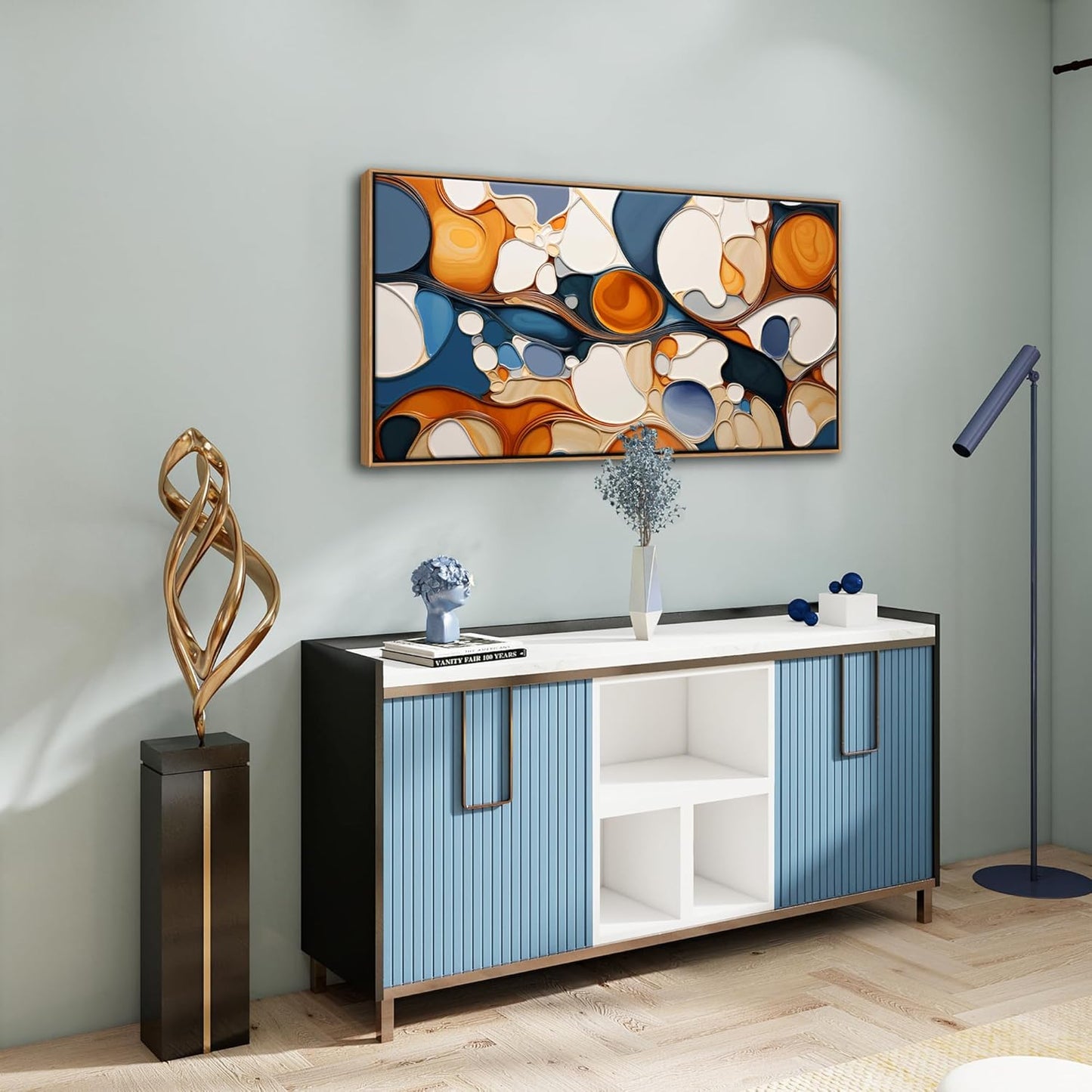 Abstract Canvas Wall Art - Colorful Framed Wall Decor for Living Room, Bedroom, Office - Large Modern artwork picture, Bedroom Aesthetic Room Wall Decorations, Oil Painting Wall Art