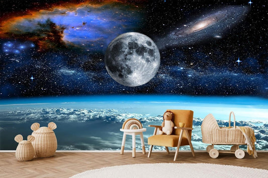 Galaxy Starry Sky Wall Mural Wallpaper for Kids Room Bedroom Living Room(Not Peel and Stick)