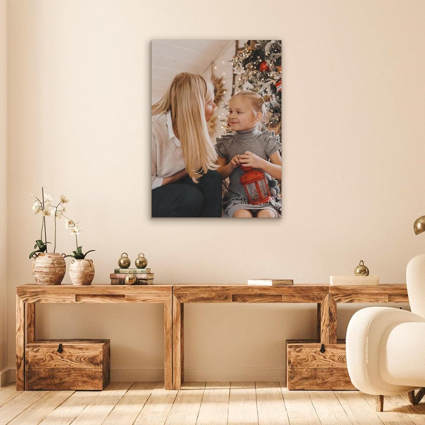 Custom Canvas Prints with Your Photos- Personalized Print Canvas Pictures, Custom Wall Art Gift for Living Room, Bedroom, Wedding Family Baby Pets Framed 24 x 16 inche