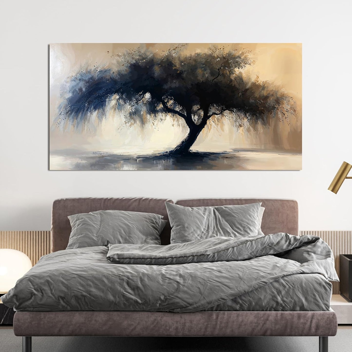 Abstract Wall Art Decor Modern Large Canvas Art Wall For Living Room Black Tree Of Life Wall Art Black Abstract Minimalist Wall Art Canvas Prints Art Work For Home Kitchen Office Wall Decor 24" X 48"