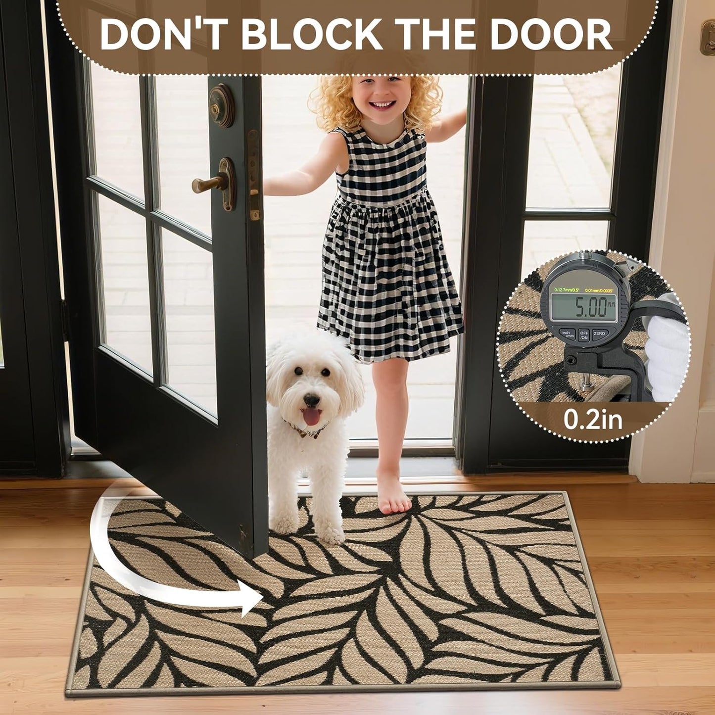 Front Door Mat Indoor Outdoor Entrance, 24''x35'' All-Season Waterproof Welcome Mat, Heavy Duty Non-Slip Rubber Backing, Patio Porch Doormat, Low Profile, Trap Dirt and Moisture, Brown