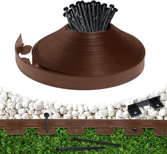 Garden Edging Border,Plastic Edging for Landscaping,Flower Bed, Paver and Lawn Edging Border (2Inchx100FT-2, Brown)