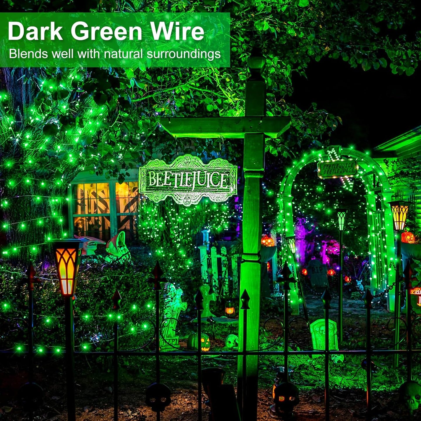 100FT 300 LED Christmas Lights Outdoor, Green Christmas String Lights with 8 Modes, Waterproof Twinkle Tree Lights Green Wire for Patio Indoor House Garden Party Holiday Decorations