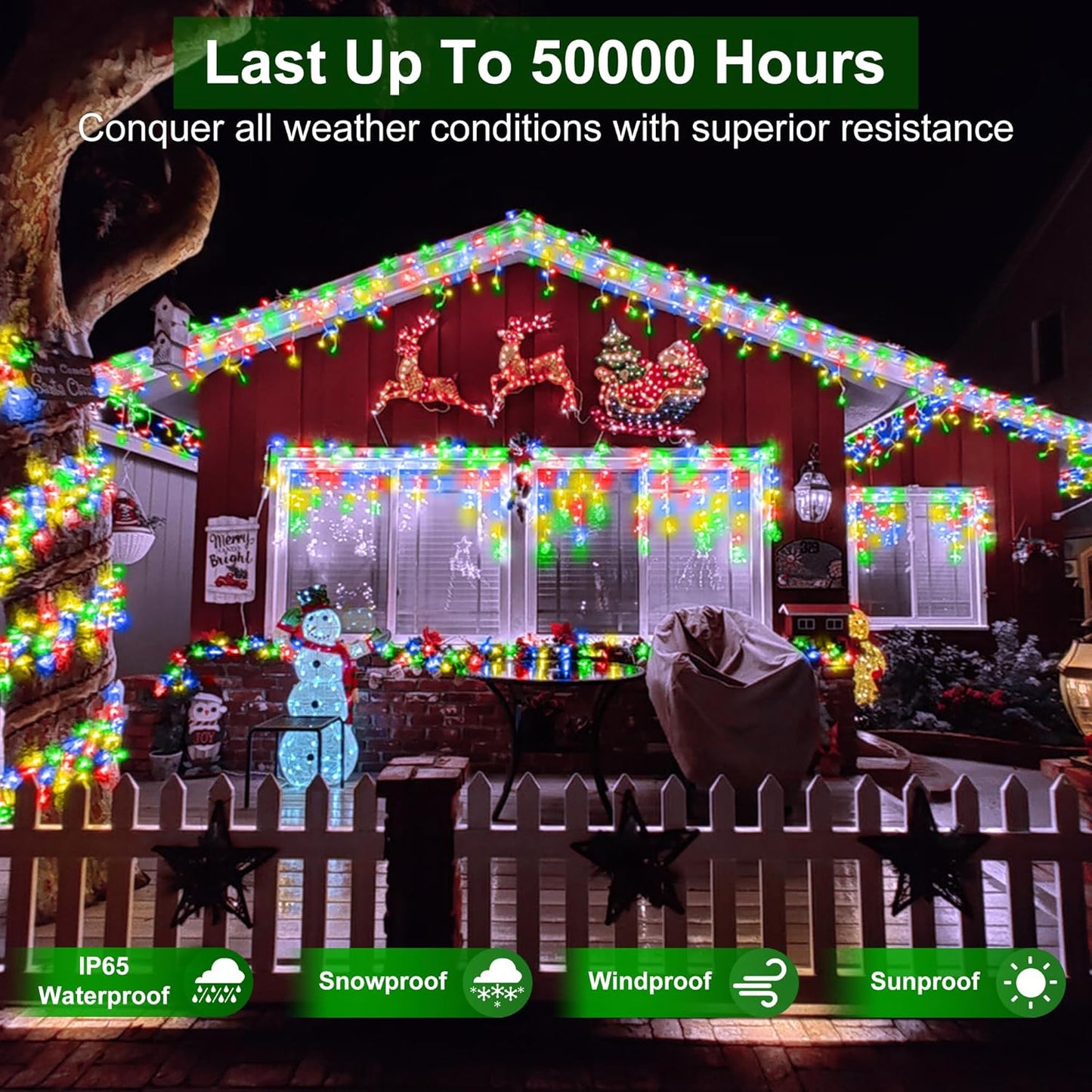 612 LED 60FT Icicle Christmas Lights - 136 Drops Waterproof 12 Modes Memory Timer, Outdoor Hanging Roof Lights for Eaves Gutter Xmas Tree Holiday Decorations Multicolor