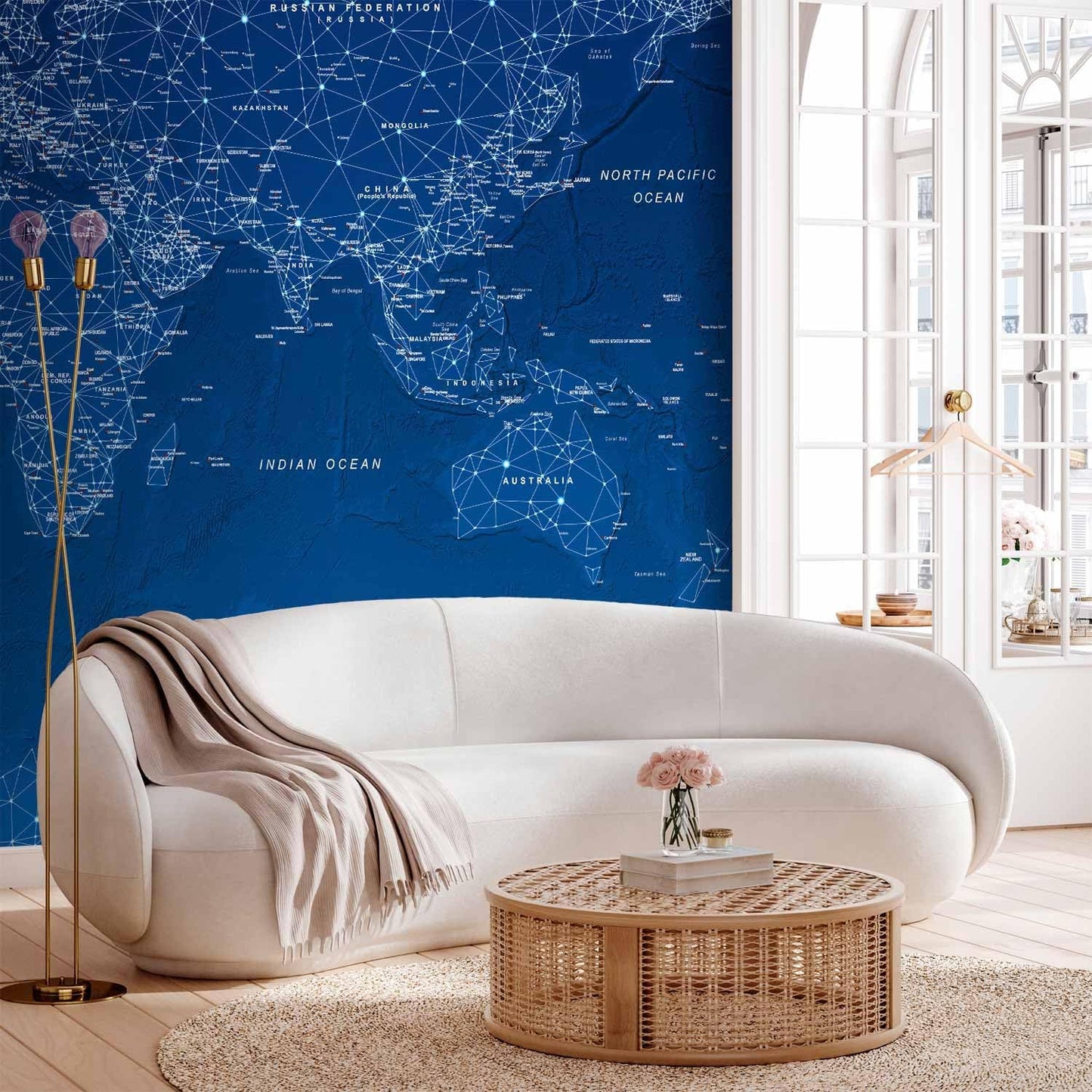 artgeist Wall Mural World Map 116x83 in - XXL Peel and Stick Self-Adhesive Wallpaper Removable Large Sticker Foil Wall Decor Print Picture Image Design Map of The World k-A-0125-a-a