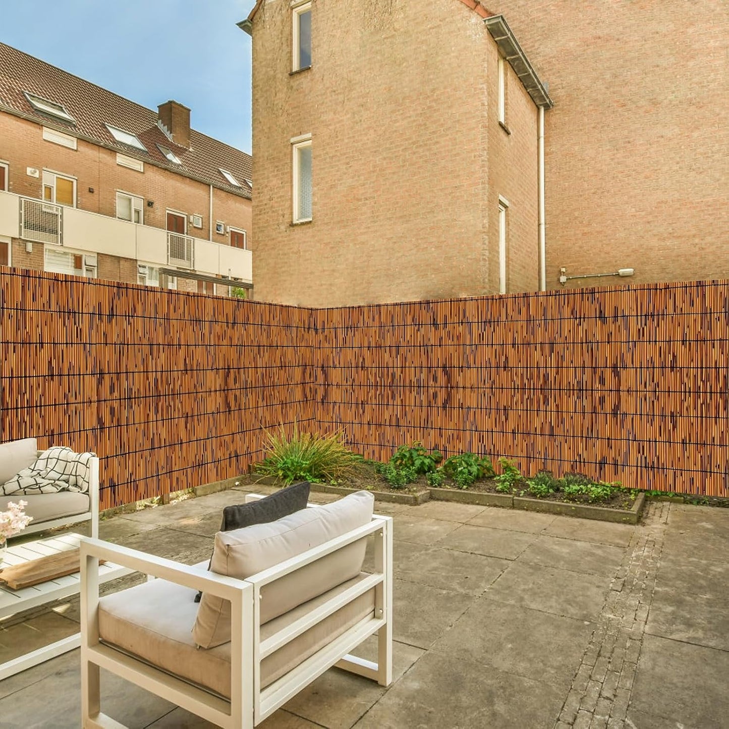 Bamboo Reed Fencing, Light Russet Bamboo Fence Rolls 4 Feet High, Decorative Reed Screen Privacy Curtains for Patio Balcony Garden Backyard Outdoor, 4 x 16 FT (2 Pcs)