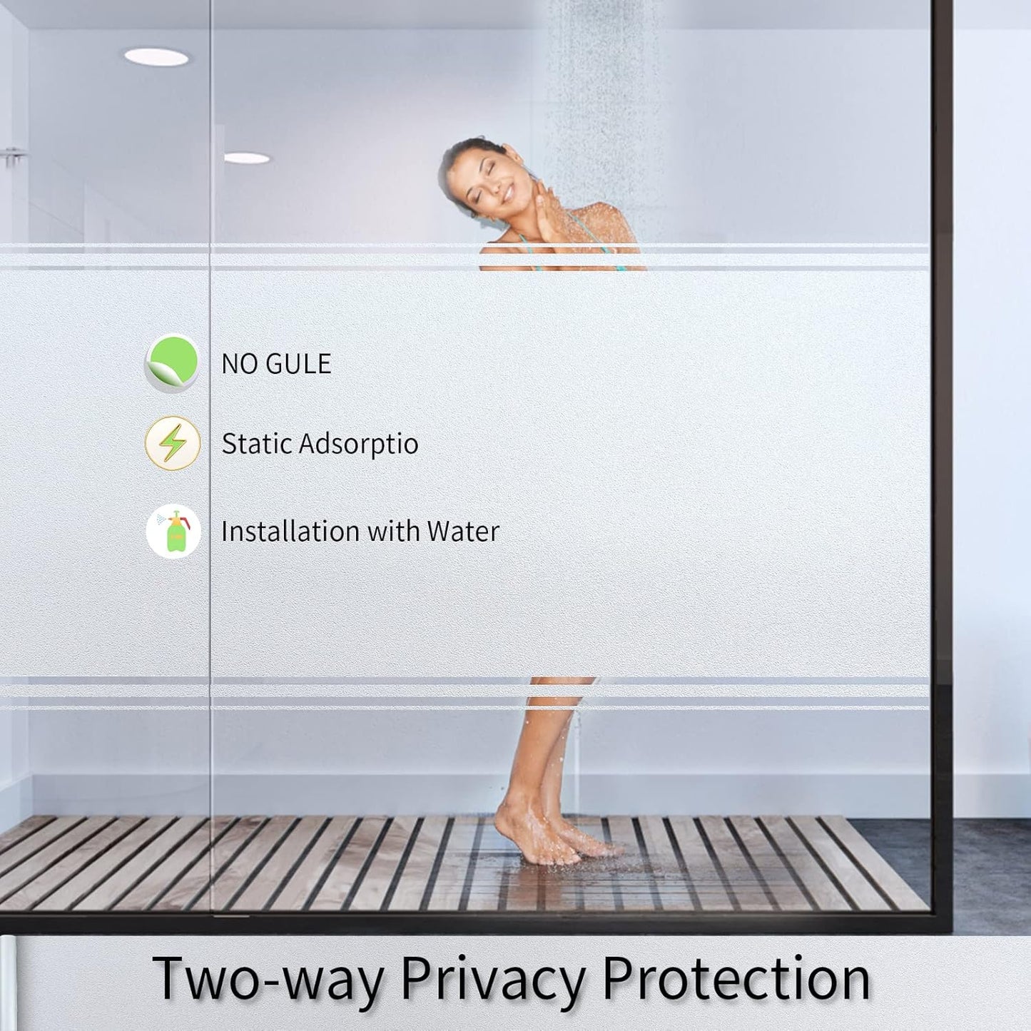 Frosted Glass Window Film with Tools,Reusable Window Privacy Film,Static Clings Window Film Kit for Home Bathroom and Office. (Pure, 29.6Inch×196.9Inch)