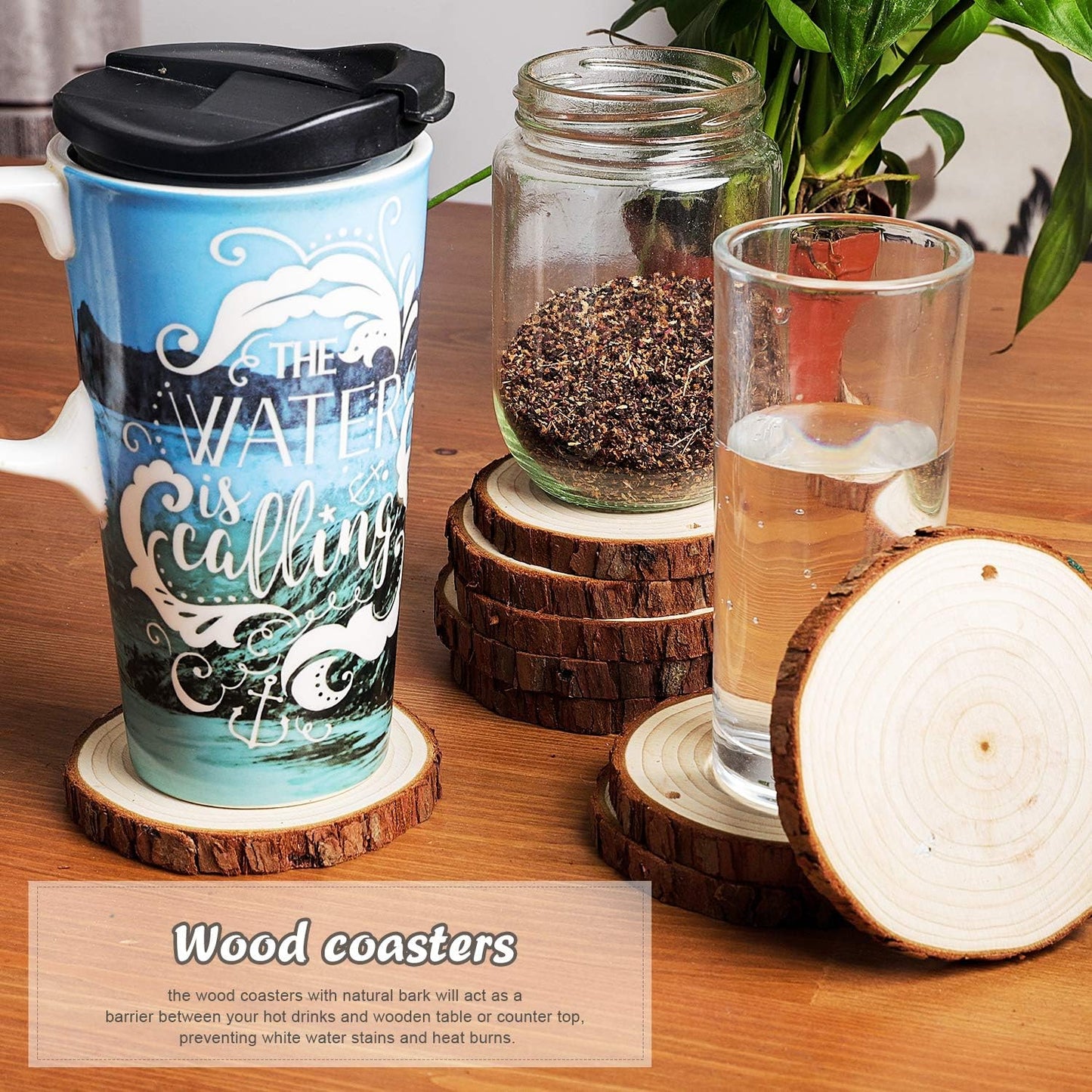 5ARTH Natural Wood Slices - 30 Pcs 3.1-3.5 inches Craft Unfinished Wood kit Predrilled with Hole Wooden Circles for Arts Wood Slices Christmas Ornaments DIY Crafts