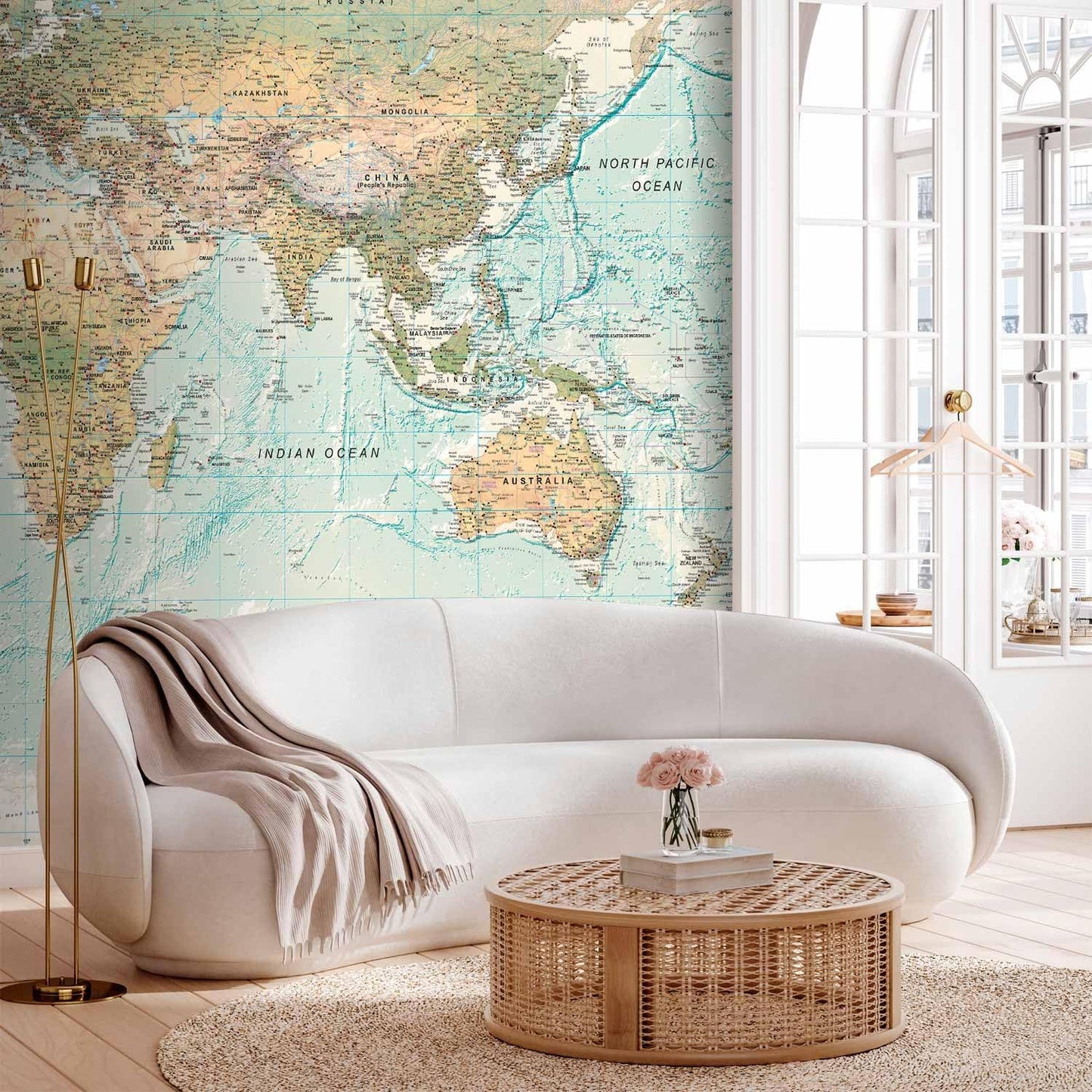 artgeist Wall Mural World Map 197x138 in - XXL Non-Woven Wallpaper Fleece Wall Decor Photo Print Picture Image Design Home Map of The World k-A-0091-a-d