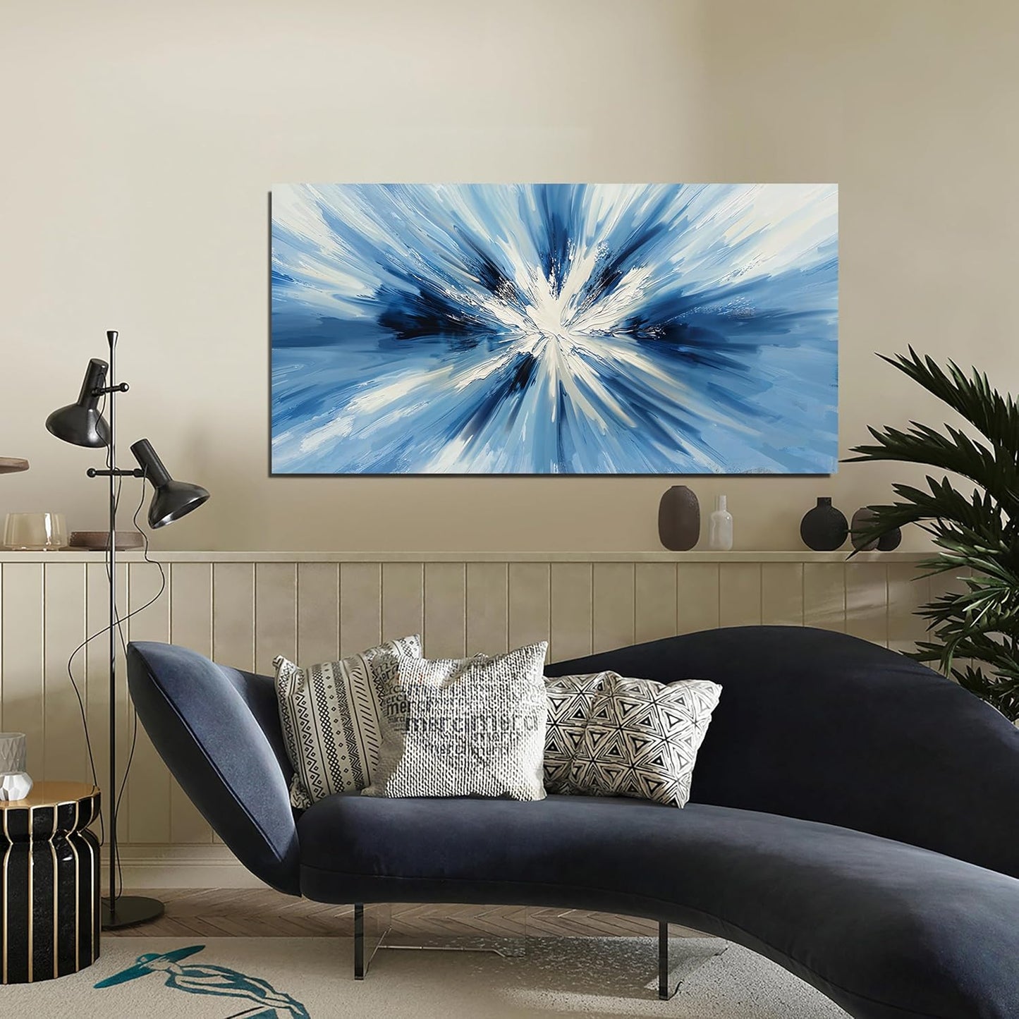 Abstract Canvas Wall Art Decor Wall Pictures for Living Room Abstract Canvas Art Wall Art Decor Blue White Wall Art Prints Modern Minimalist Wall Art Decorations Bedroom Home Aesthetic Decor 20"X40"